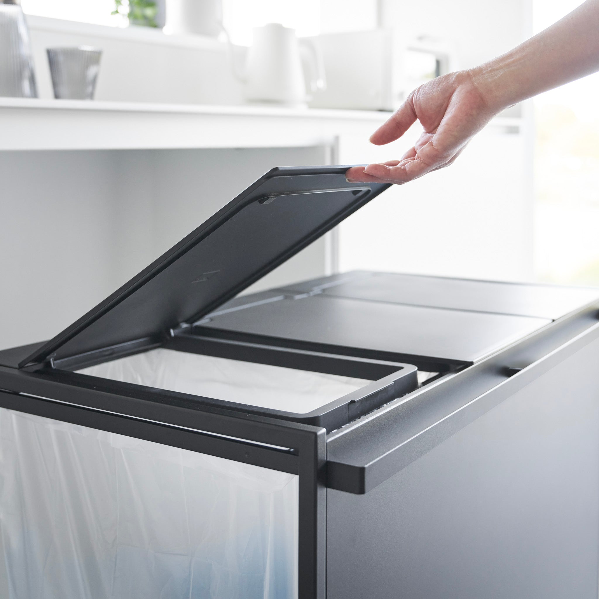 3-Compartment Trash Can with Casters