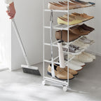 5-Tiered Wood-Top Shoe Rack with Casters