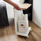 Semi-Closed Wood-Top Side Table with Casters