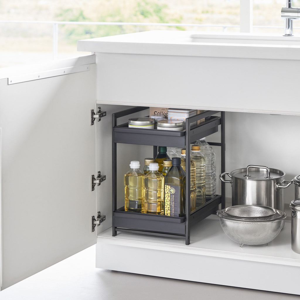2-Tiered Sliding Under-Sink Organizer