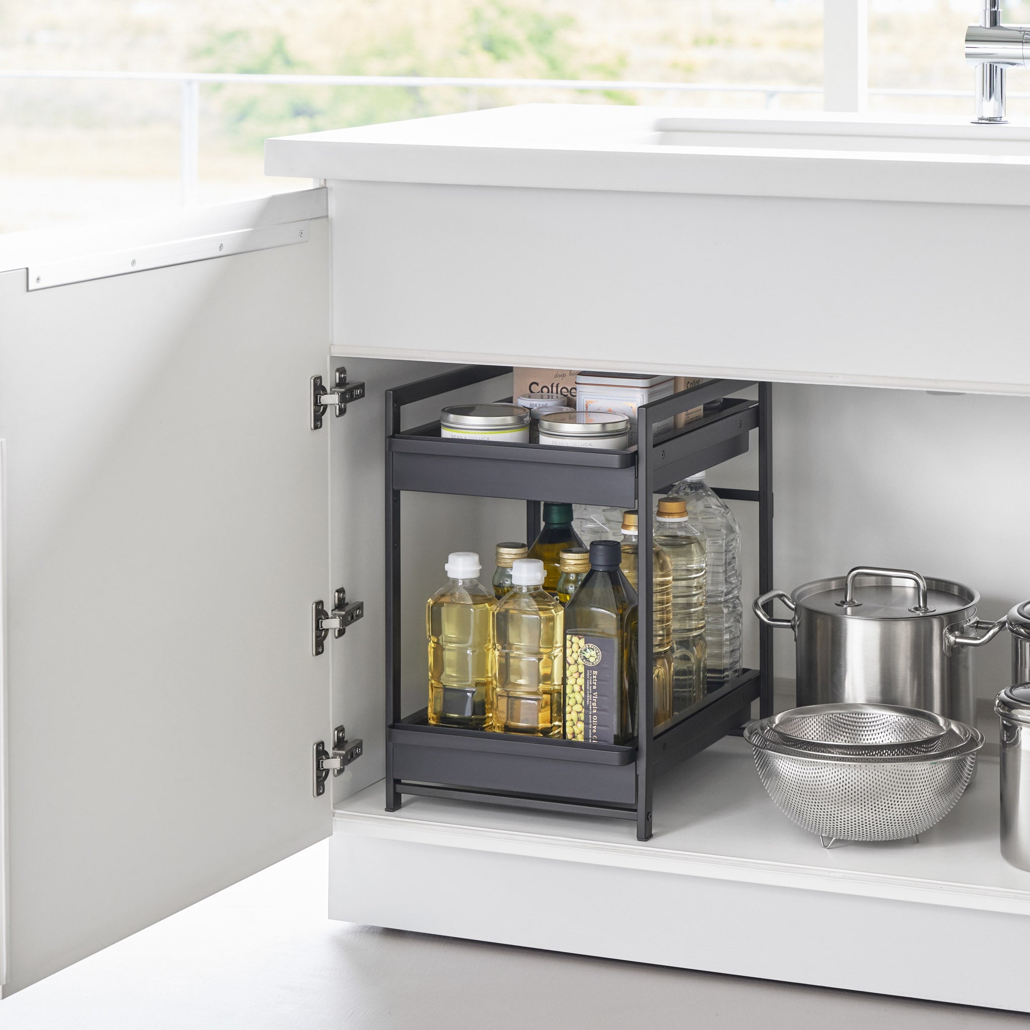 2-Tiered Sliding Under-Sink Organizer