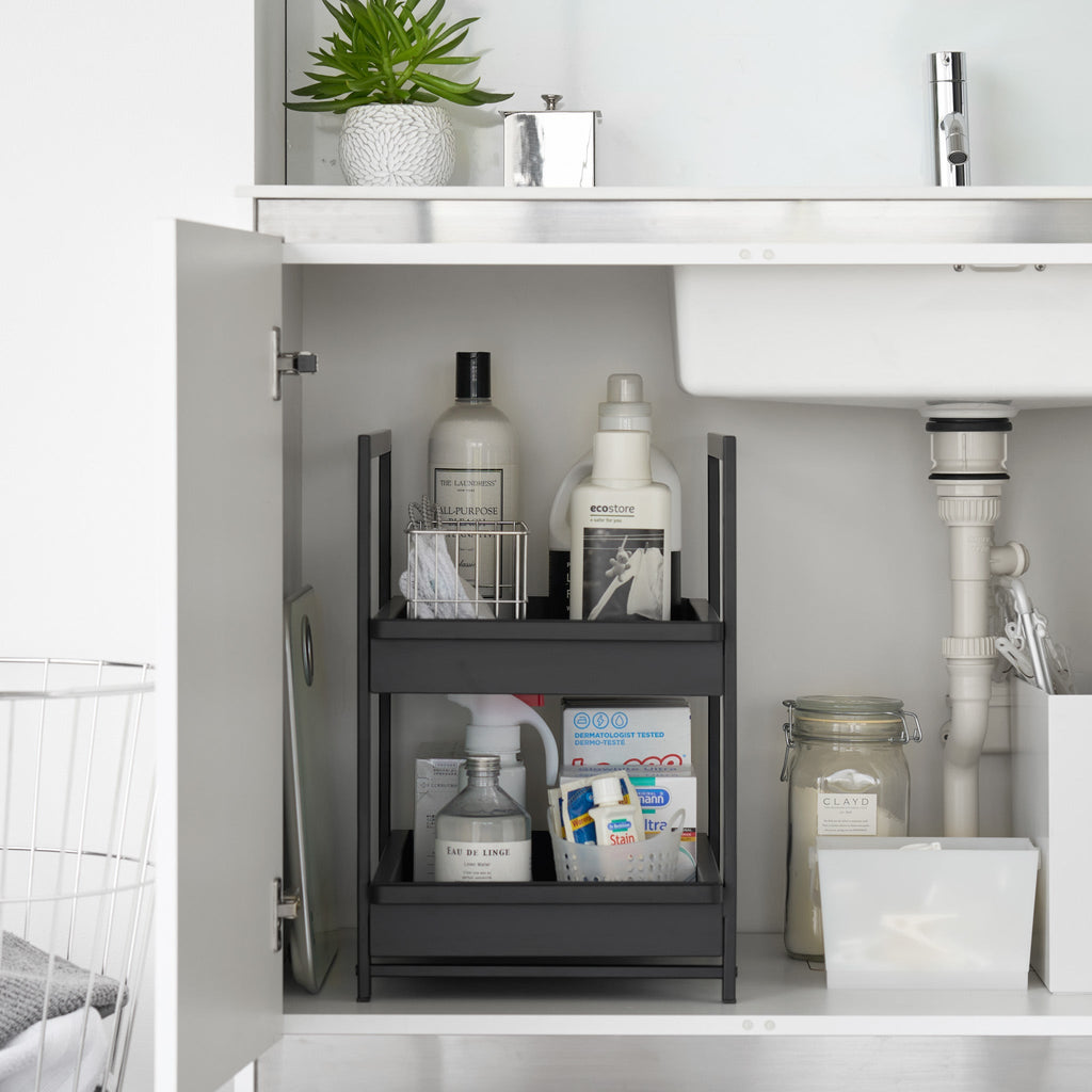 2-Tiered Sliding Under-Sink Organizer