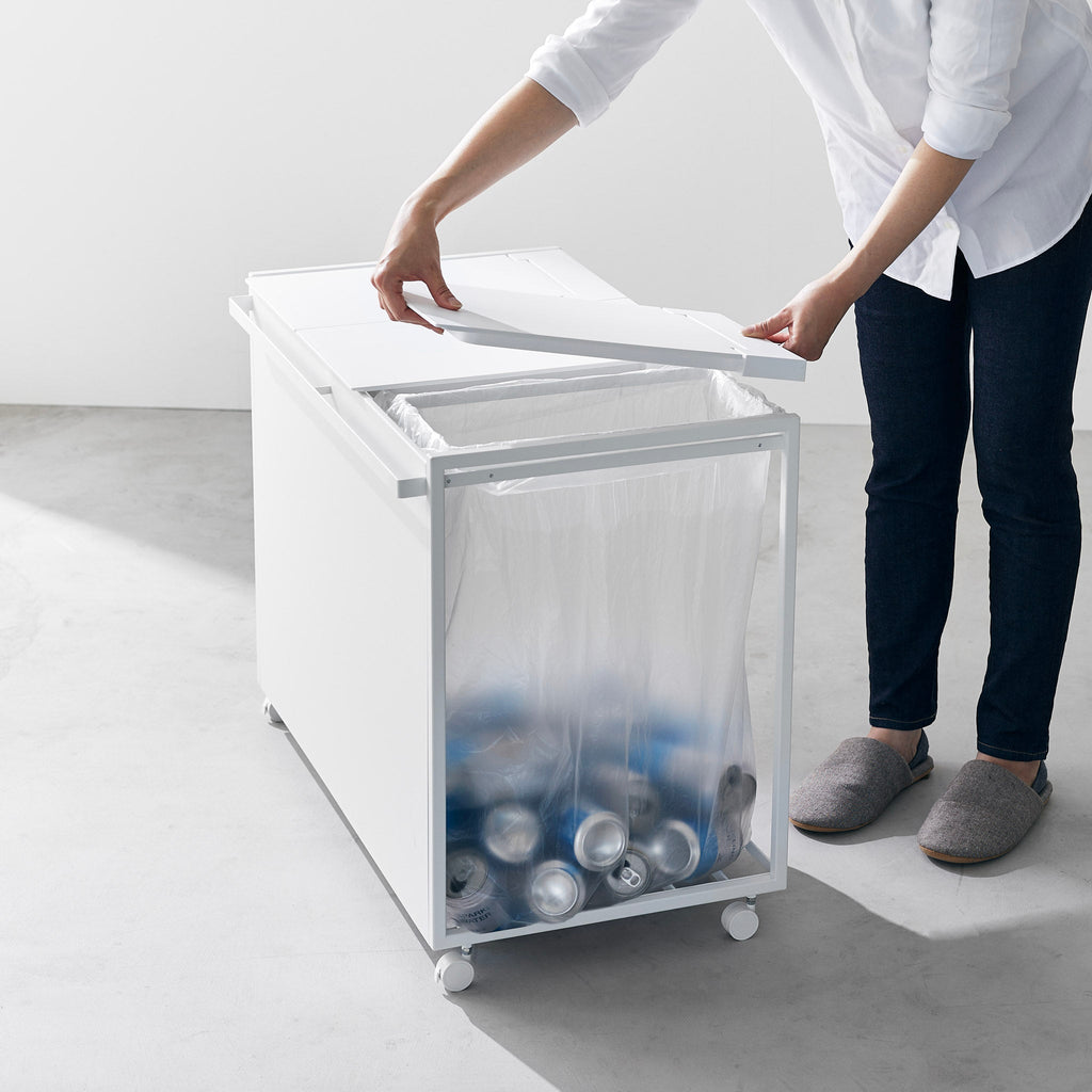 3-Compartment Trash Can with Casters