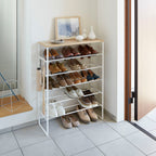 6-Tiered Wood-Top Shoe Rack