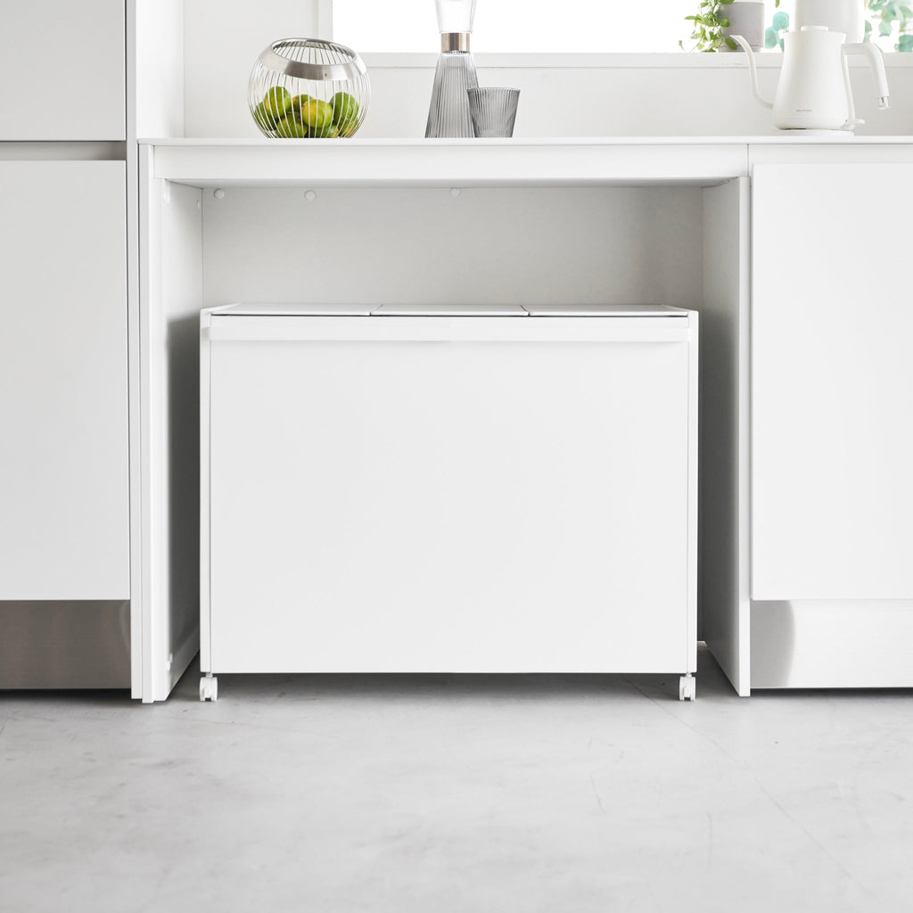 3-Compartment Trash Can with Casters