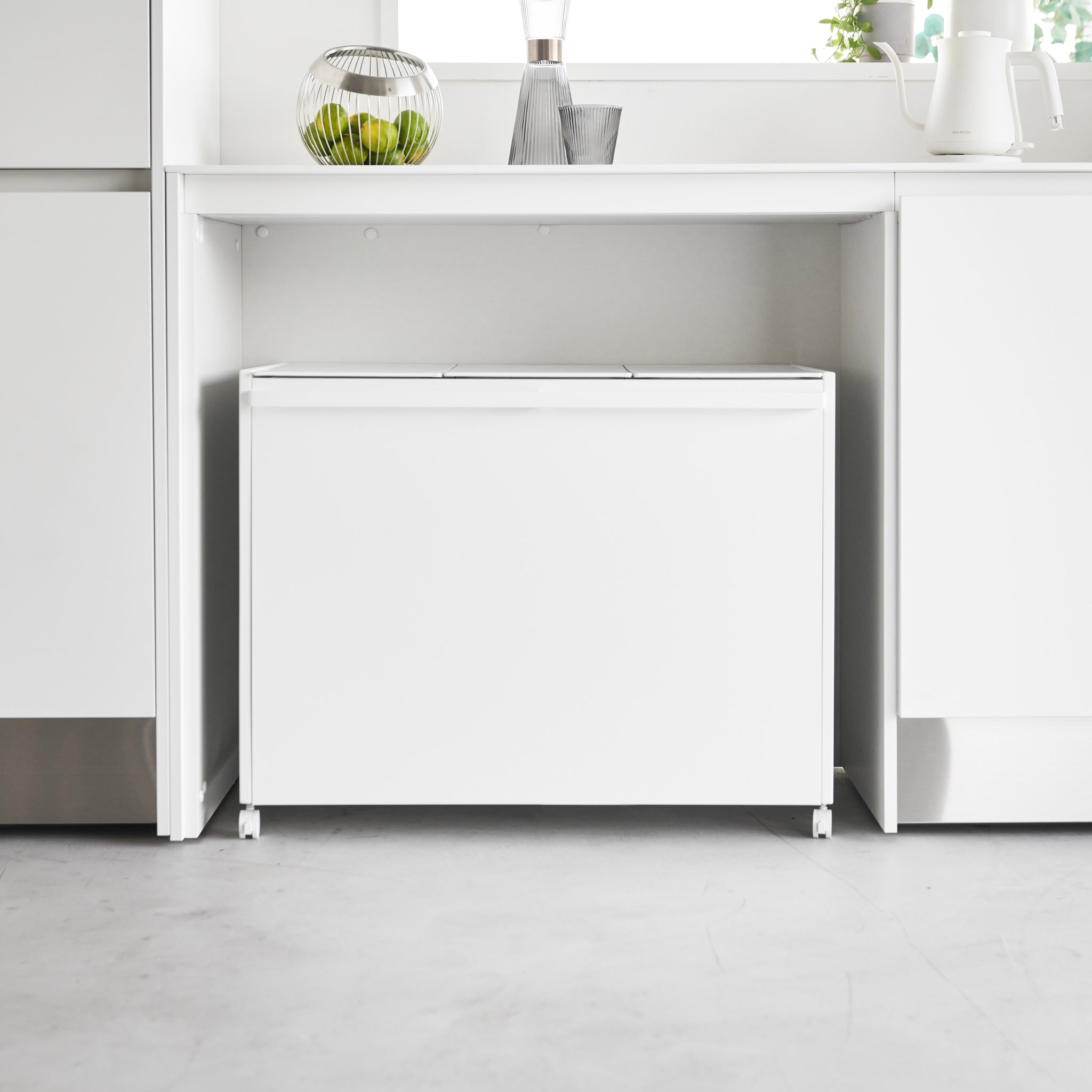 3-Compartment Trash Can with Casters