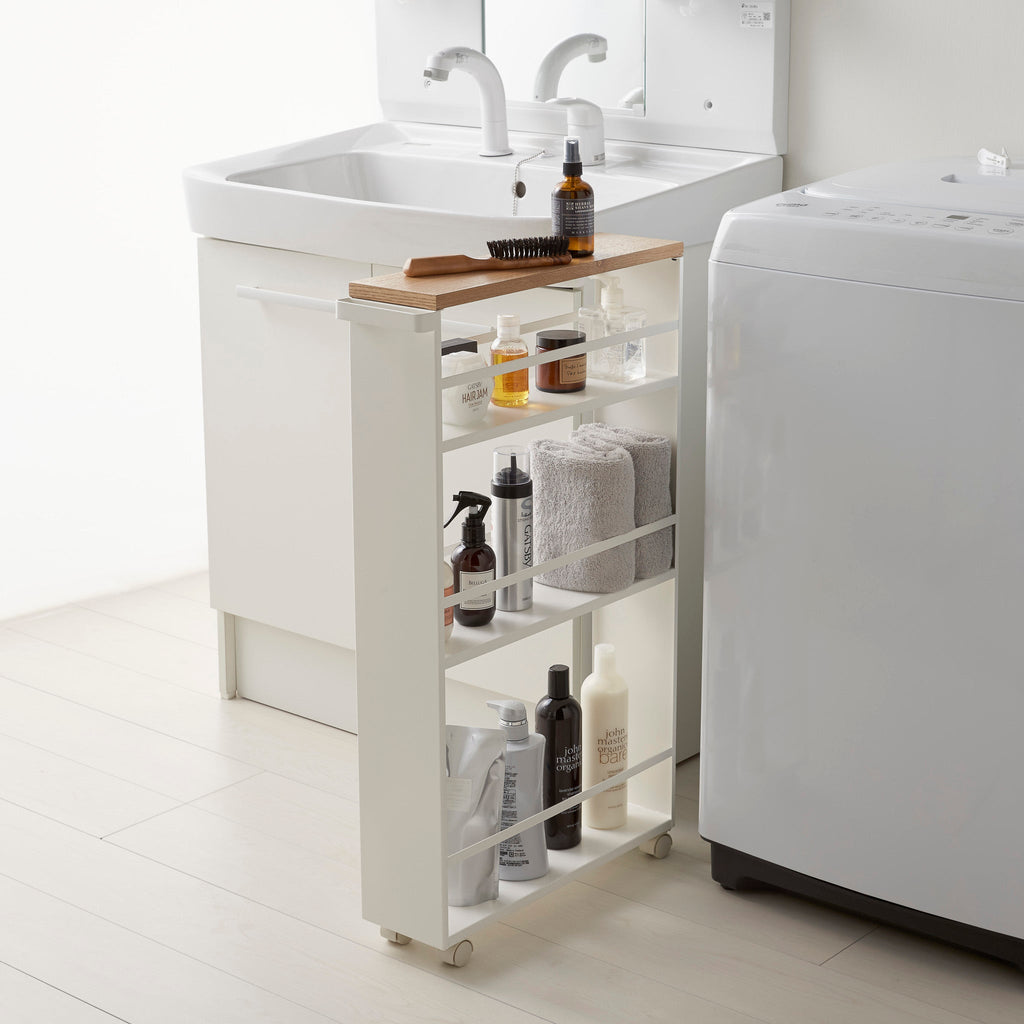 Slim Wood-Top Storage Cart