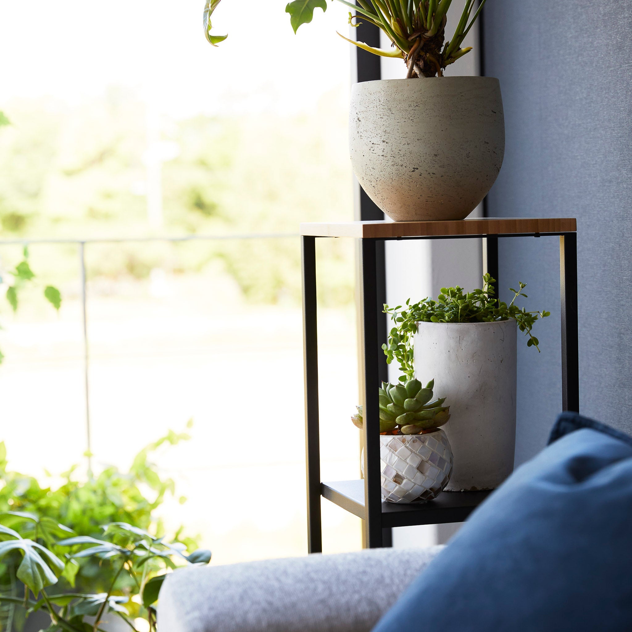 2-Tiered Wood-Top Shelf