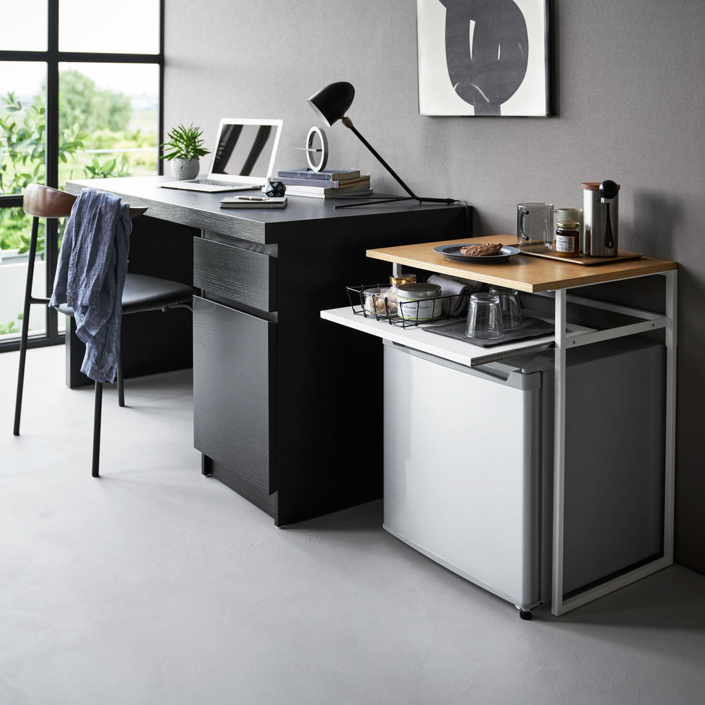 Wood-Top Table with Sliding Shelf