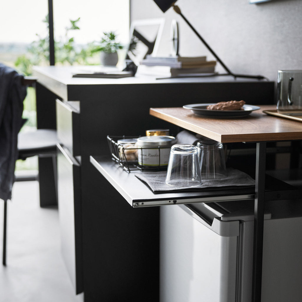 Wood-Top Table with Sliding Shelf