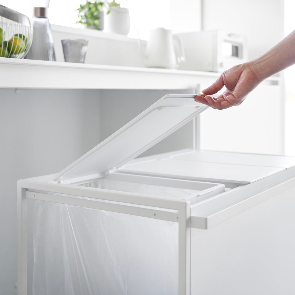 3-Compartment Trash Can with Casters