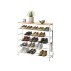 5-Tiered Wood-Top Shoe Rack with Casters