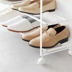 5-Tiered Wood-Top Shoe Rack with Casters