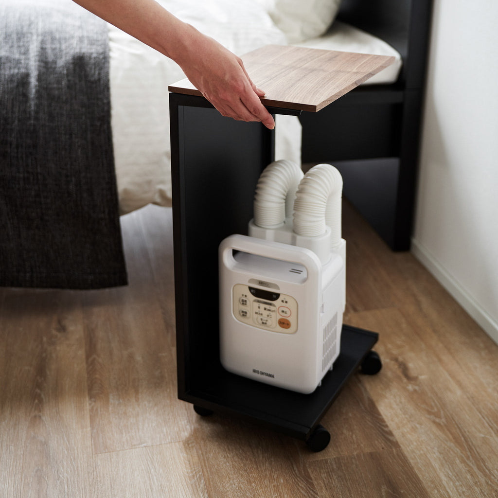 Semi-Closed Wood-Top Side Table with Casters