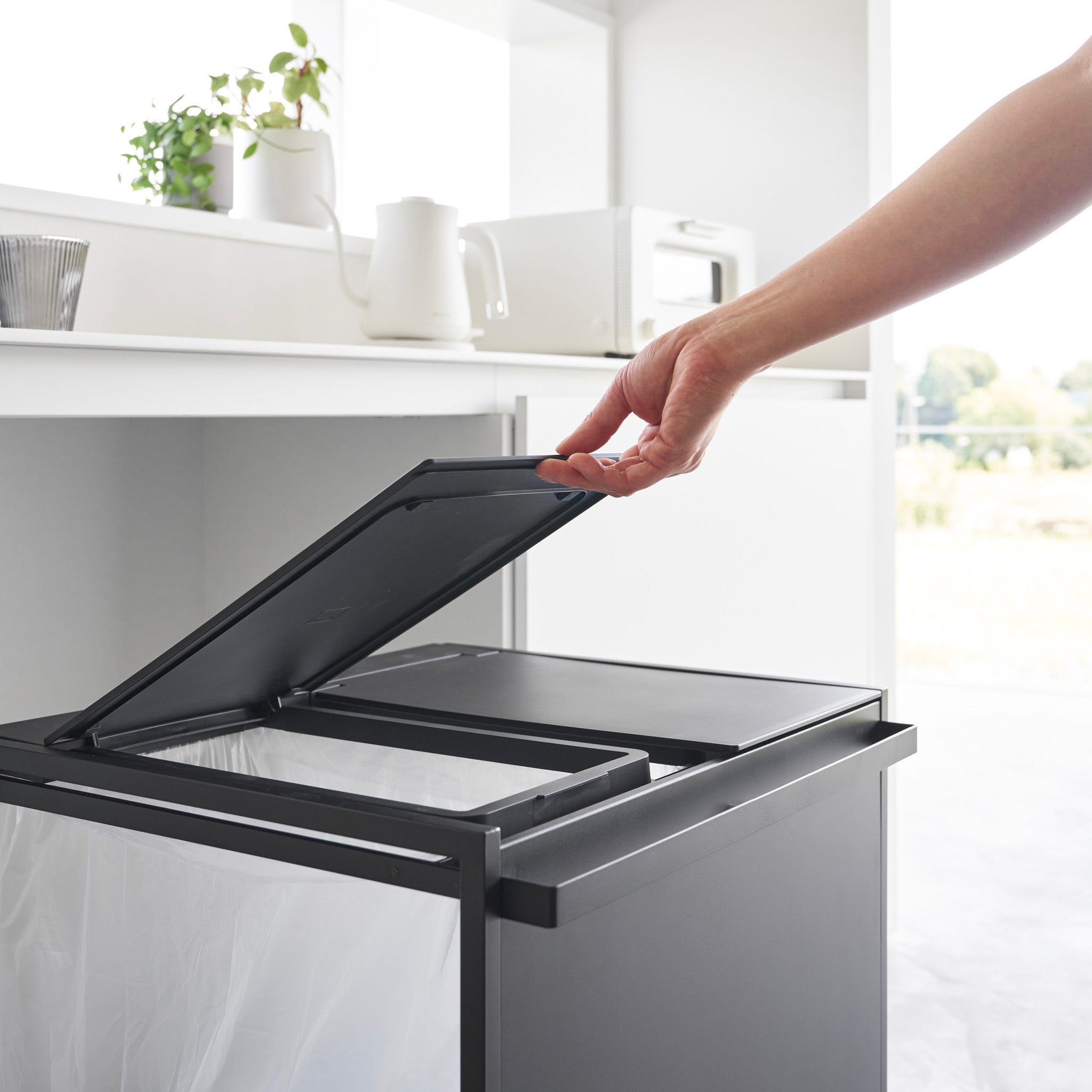 2-Compartment Trash Can with Casters