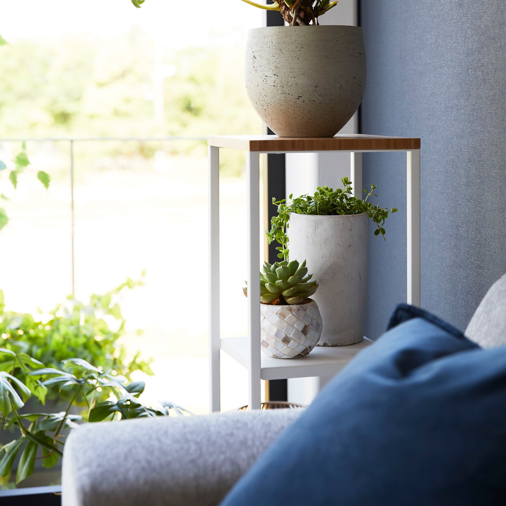 2-Tiered Wood-Top Shelf