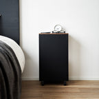 Semi-Closed Wood-Top Side Table with Casters