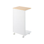 Semi-Closed Wood-Top Side Table with Casters