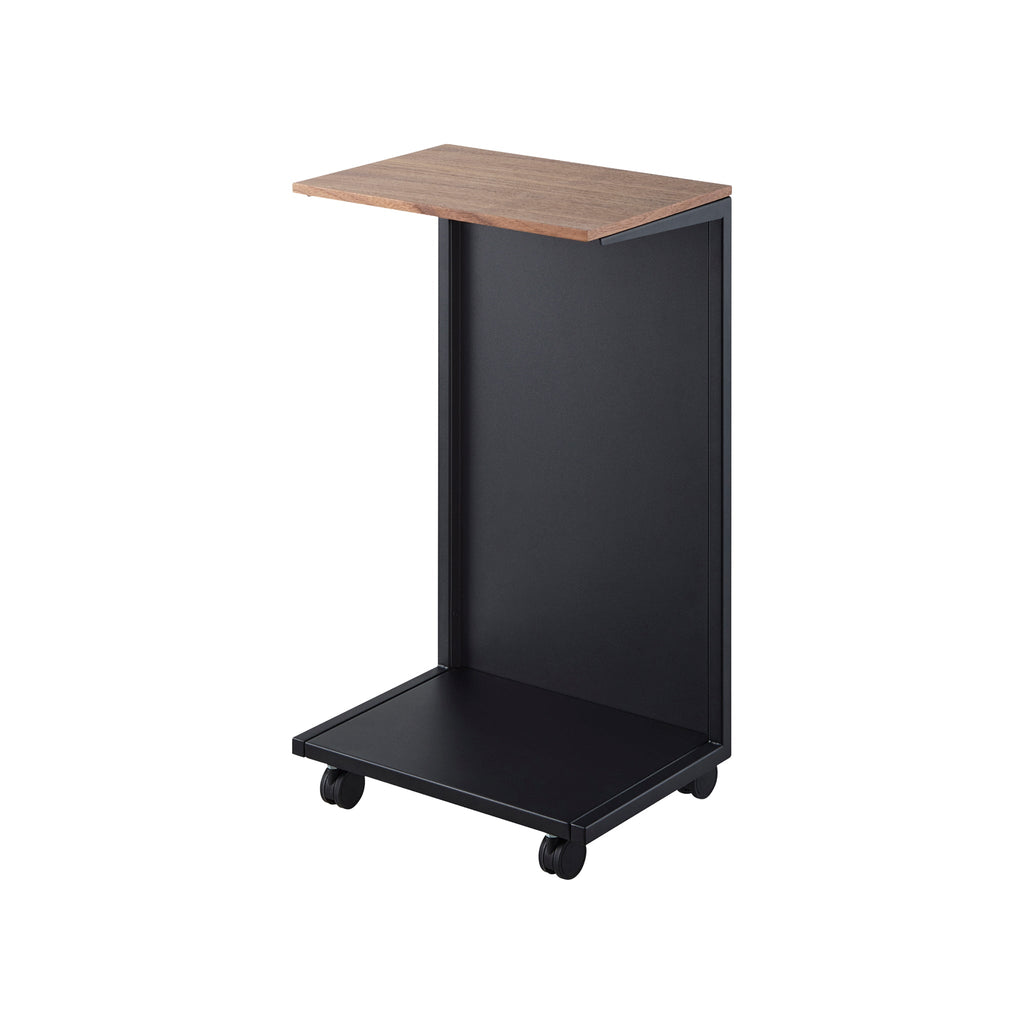 Semi-Closed Wood-Top Side Table with Casters