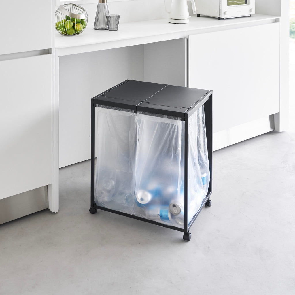2-Compartment Trash Can with Casters