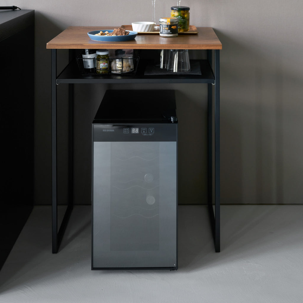 Wood-Top Table with Sliding Shelf