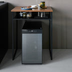 Wood-Top Table with Sliding Shelf