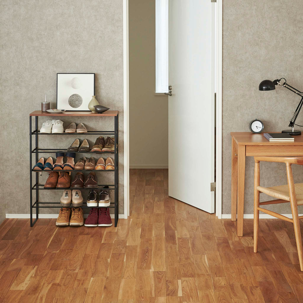 6-Tiered Wood-Top Shoe Rack