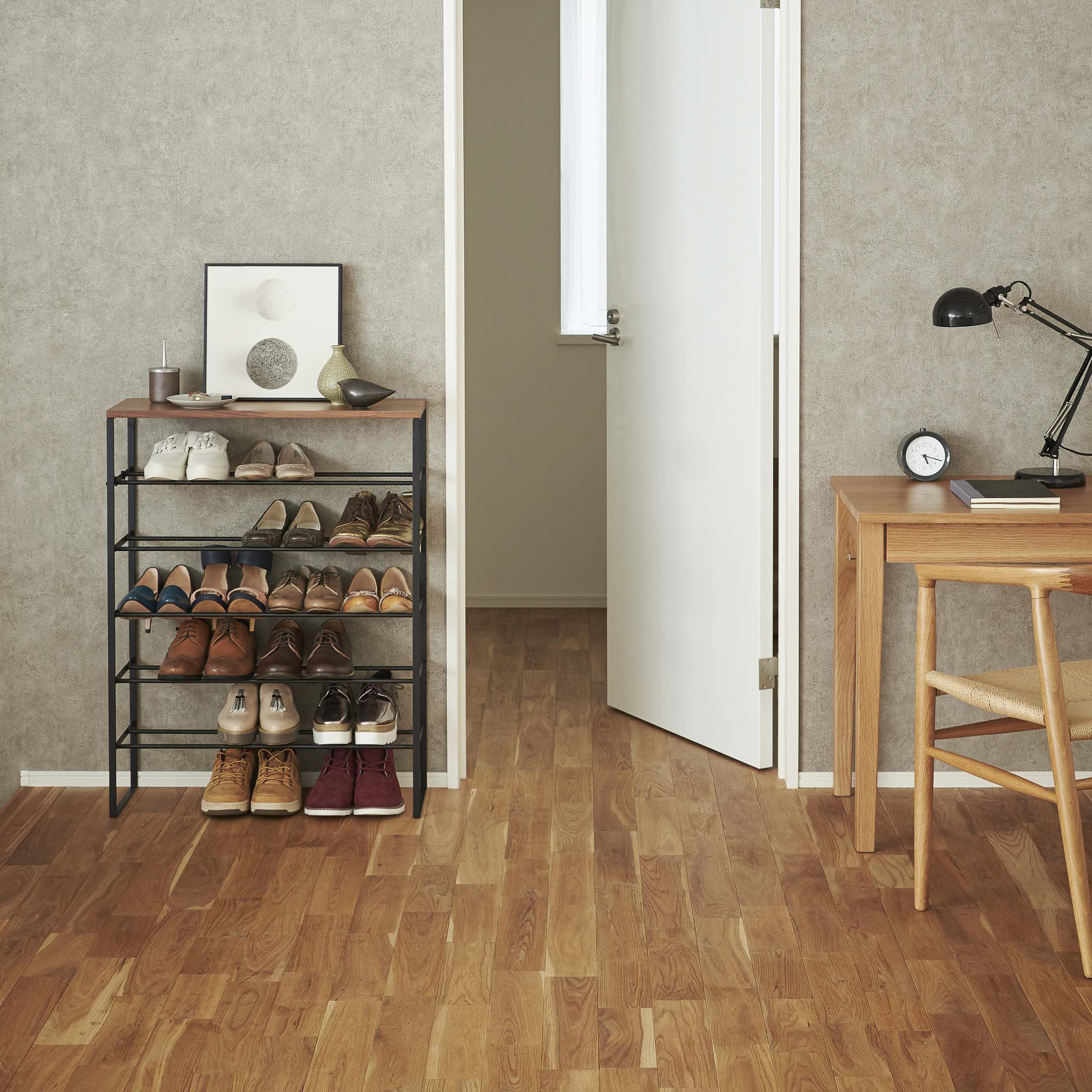 6-Tiered Wood-Top Shoe Rack