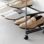 5-Tiered Wood-Top Shoe Rack with Casters