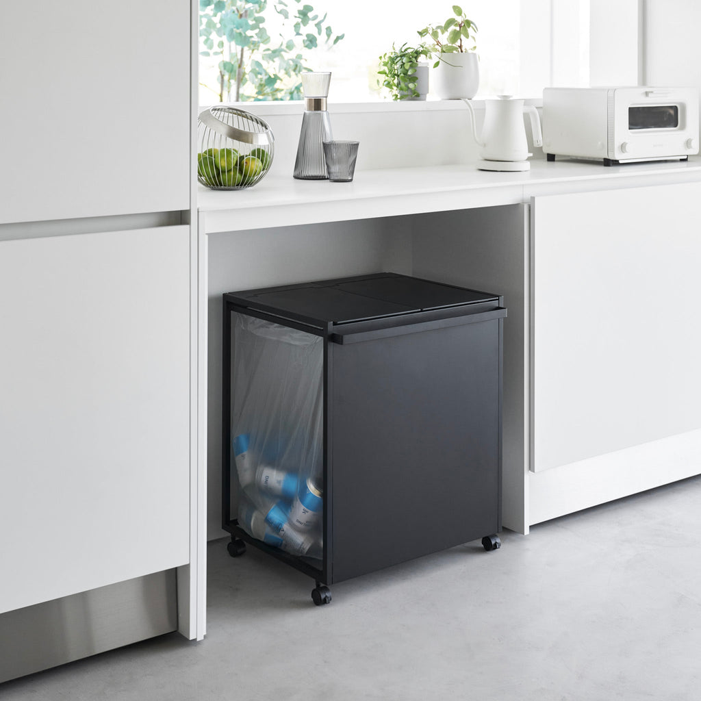2-Compartment Trash Can with Casters