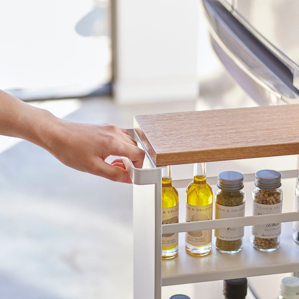 Slim Wood-Top Storage Cart