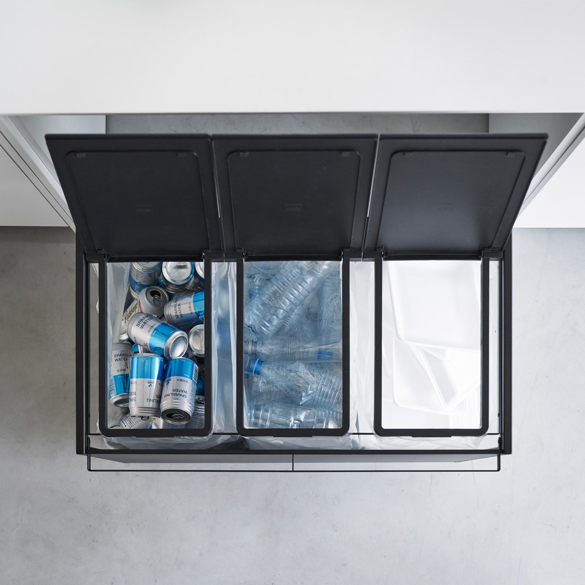 3-Compartment Trash Can with Casters