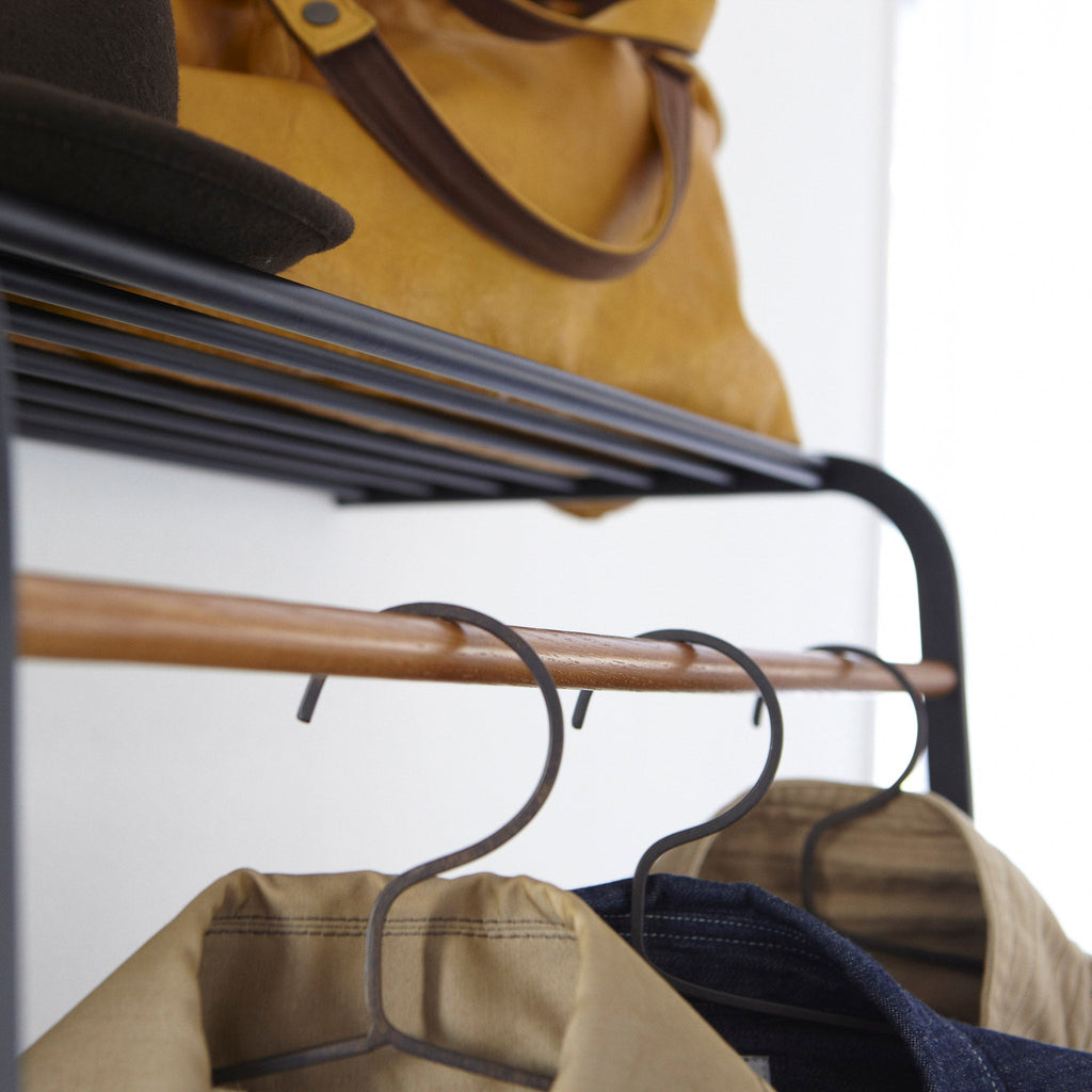 Leaning Coat Rack with Shelf