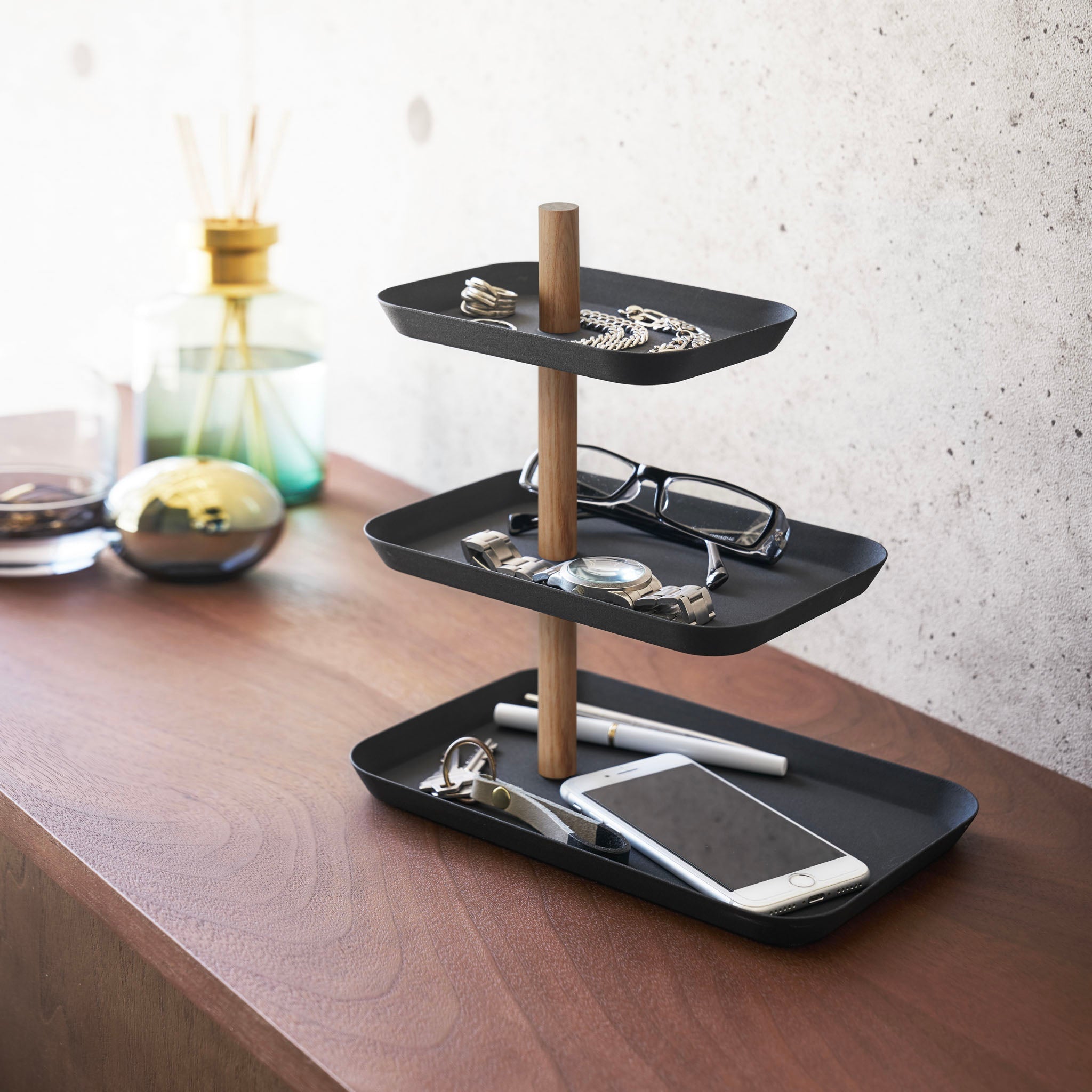 3-Tiered Accessory Stand with Rotatable Trays