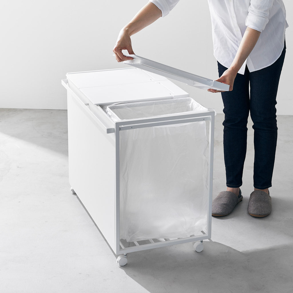 3-Compartment Trash Can with Casters
