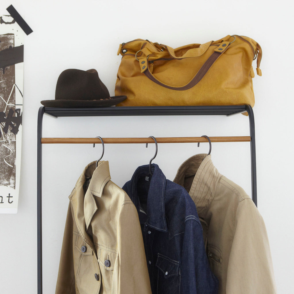 Leaning Coat Rack with Shelf
