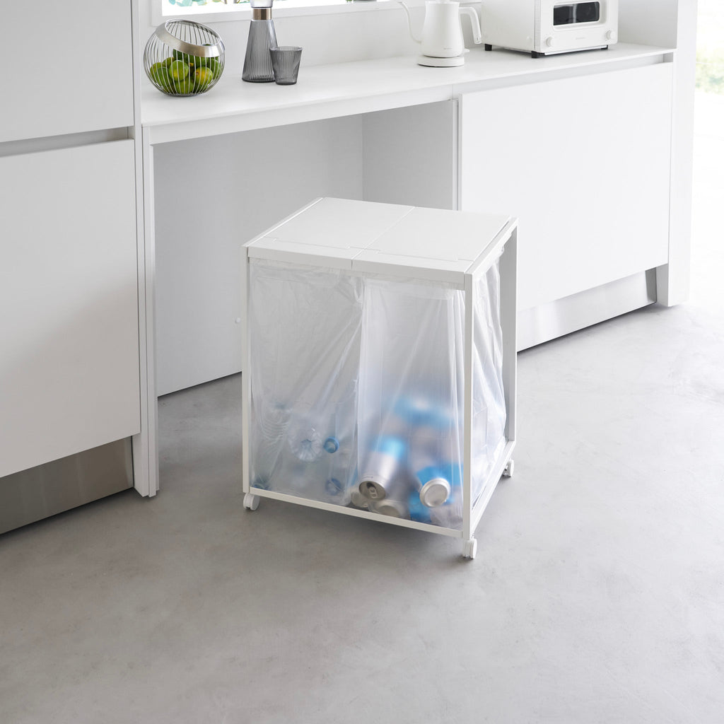 2-Compartment Trash Can with Casters