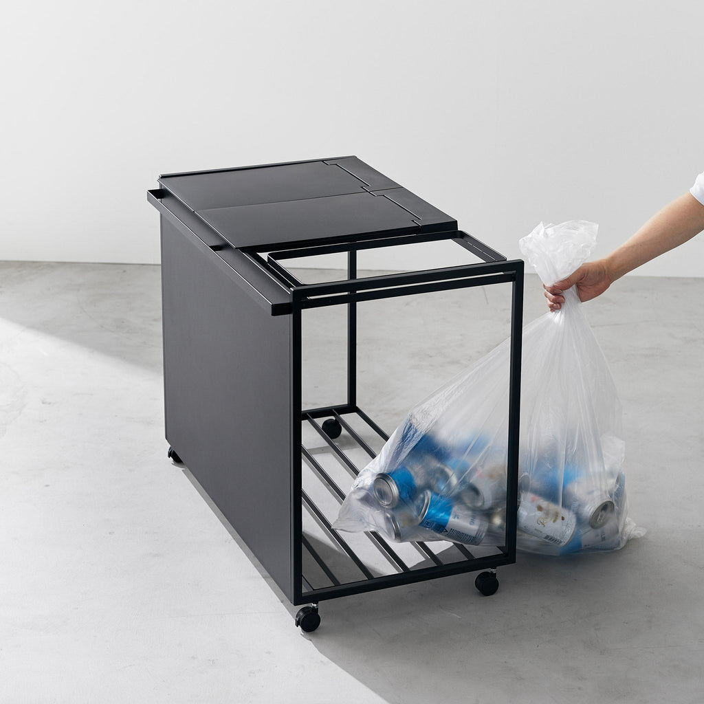 3-Compartment Trash Can with Casters