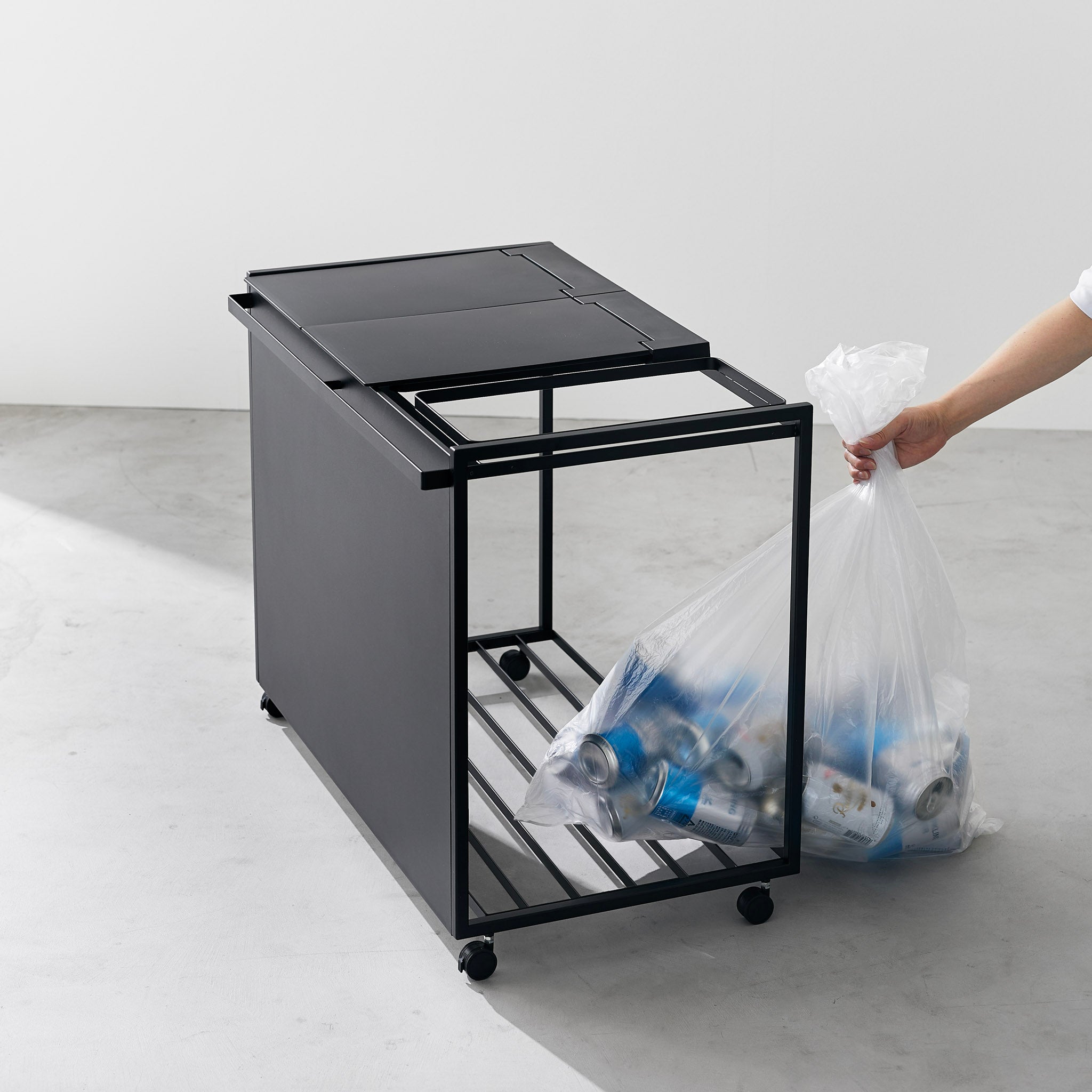 3-Compartment Trash Can with Casters