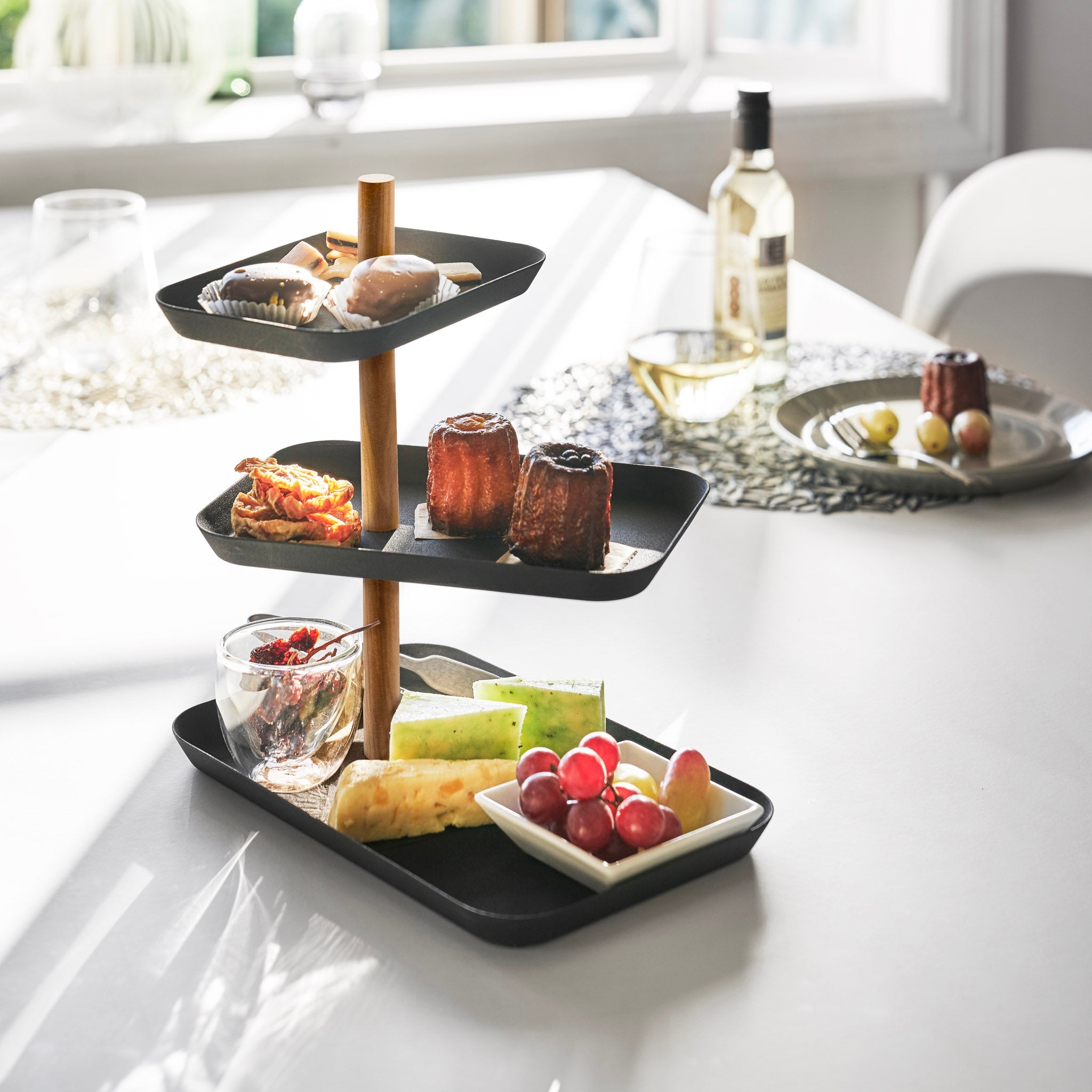 3-Tiered Accessory Stand with Rotatable Trays