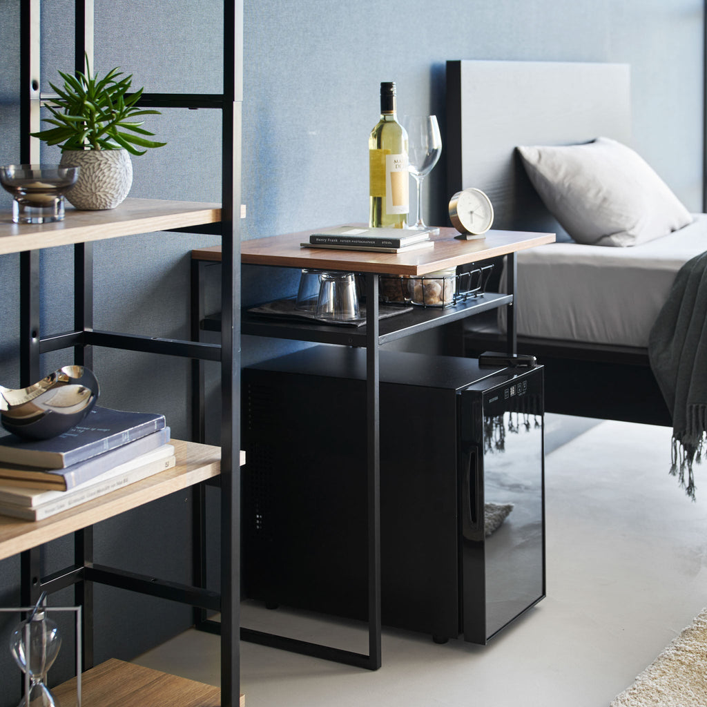 Wood-Top Table with Sliding Shelf