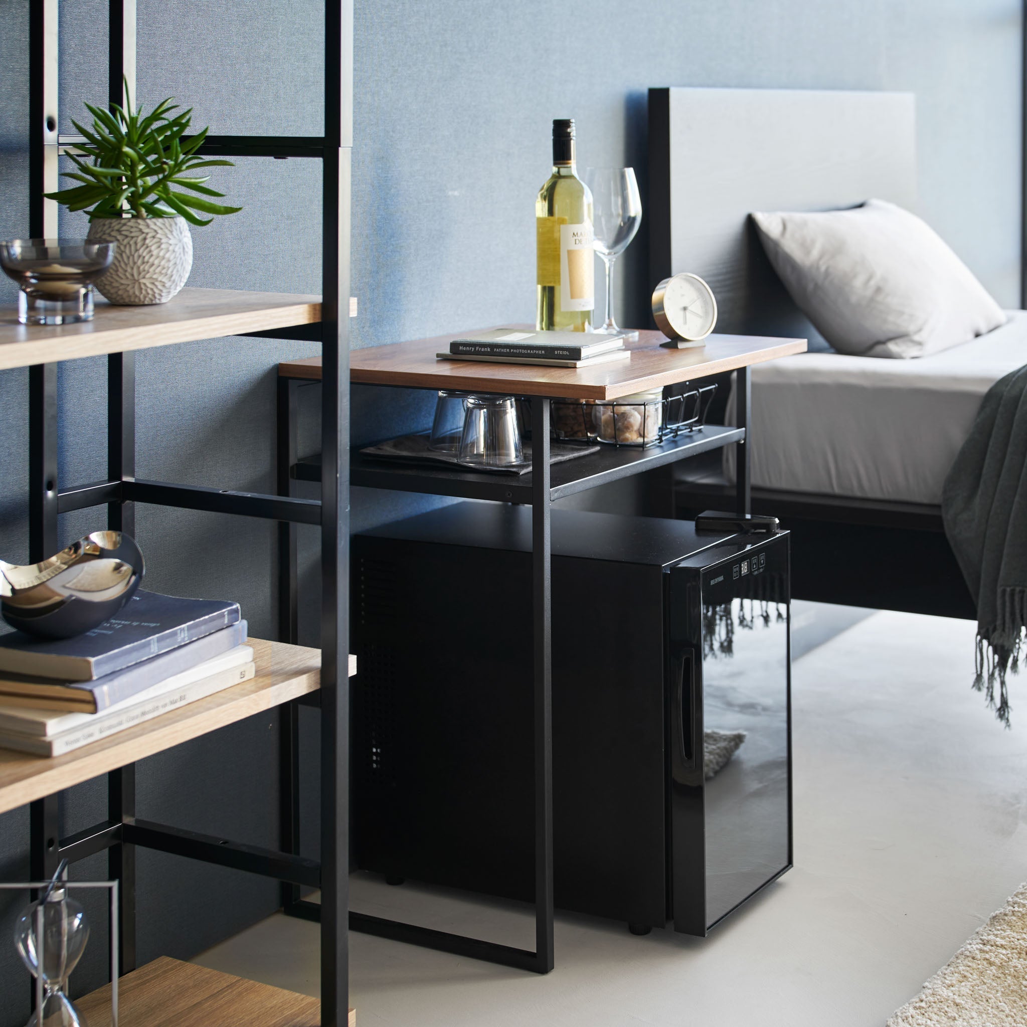 Wood-Top Table with Sliding Shelf