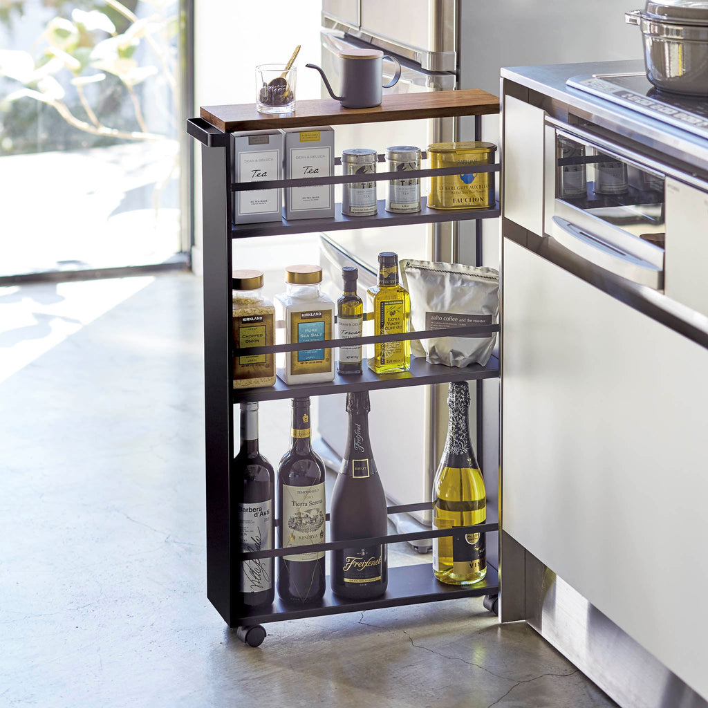 Slim Wood-Top Storage Cart