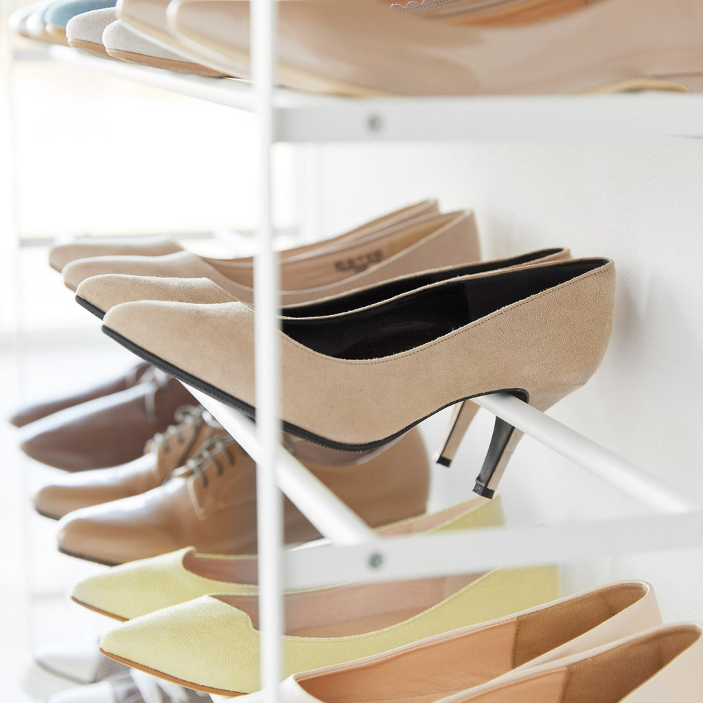 5-Tiered Wood-Top Shoe Rack with Casters