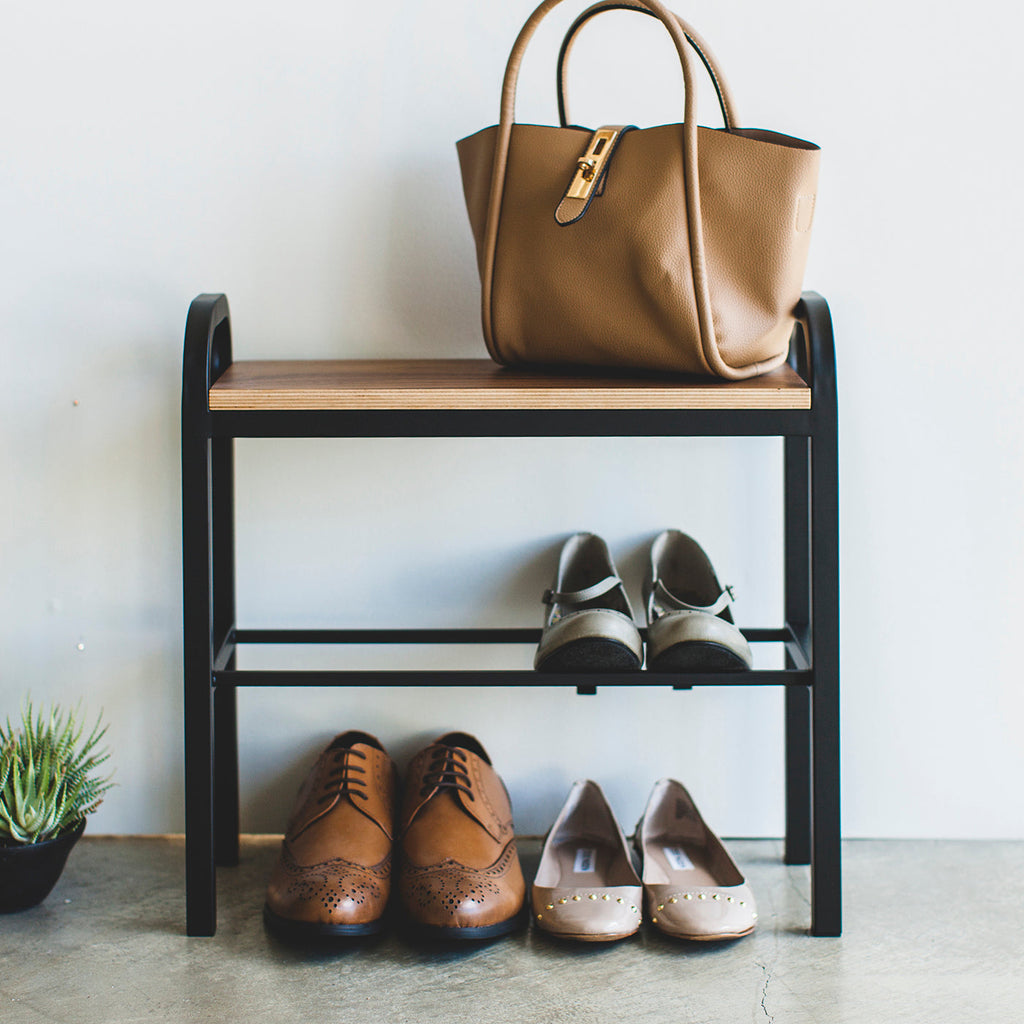 Wood-Top Shoe Rack