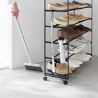 5-Tiered Wood-Top Shoe Rack with Casters