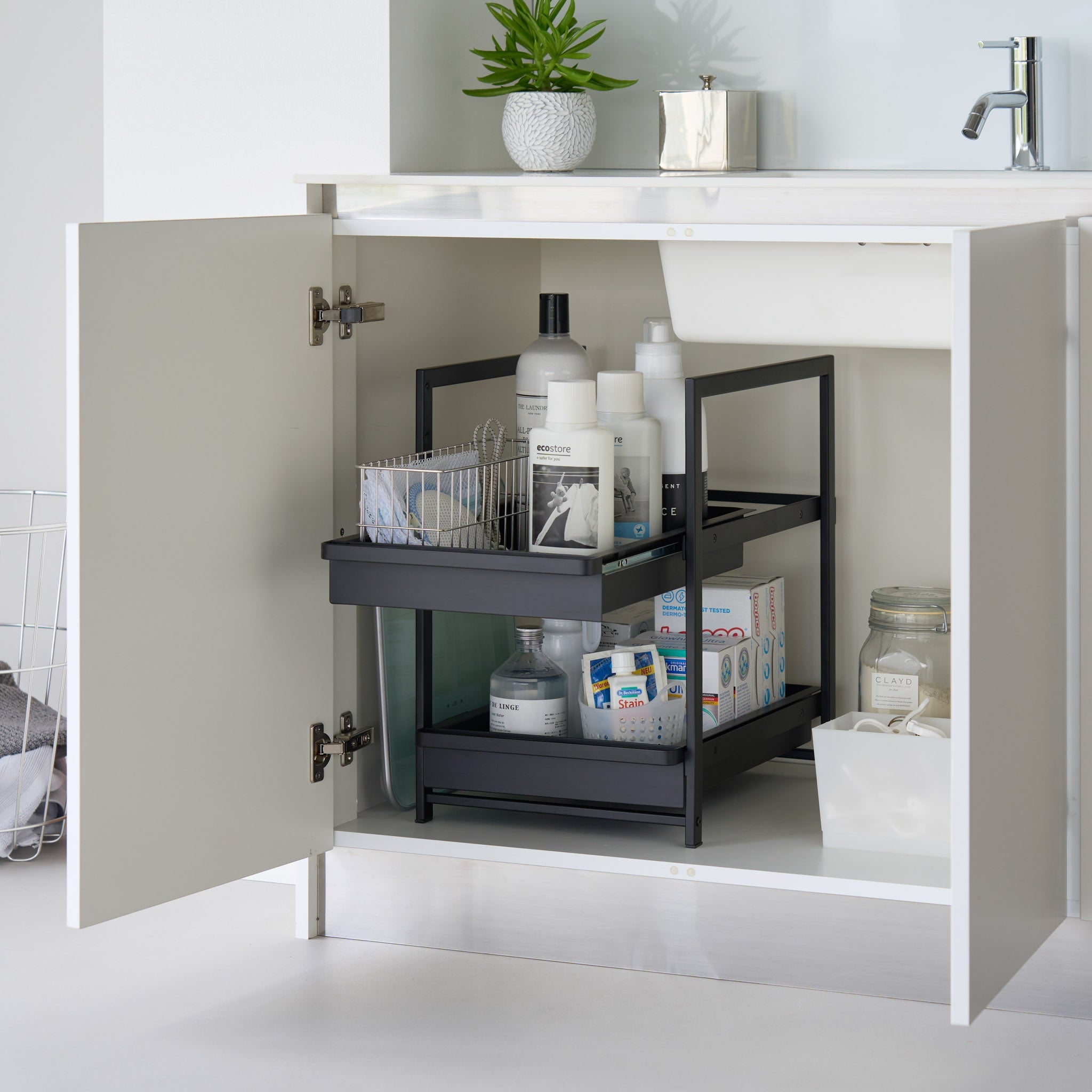 2-Tiered Sliding Under-Sink Organizer