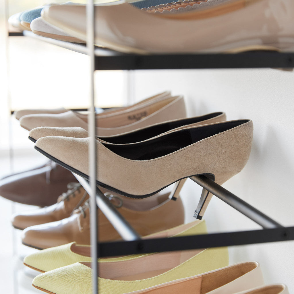 5-Tiered Wood-Top Shoe Rack with Casters