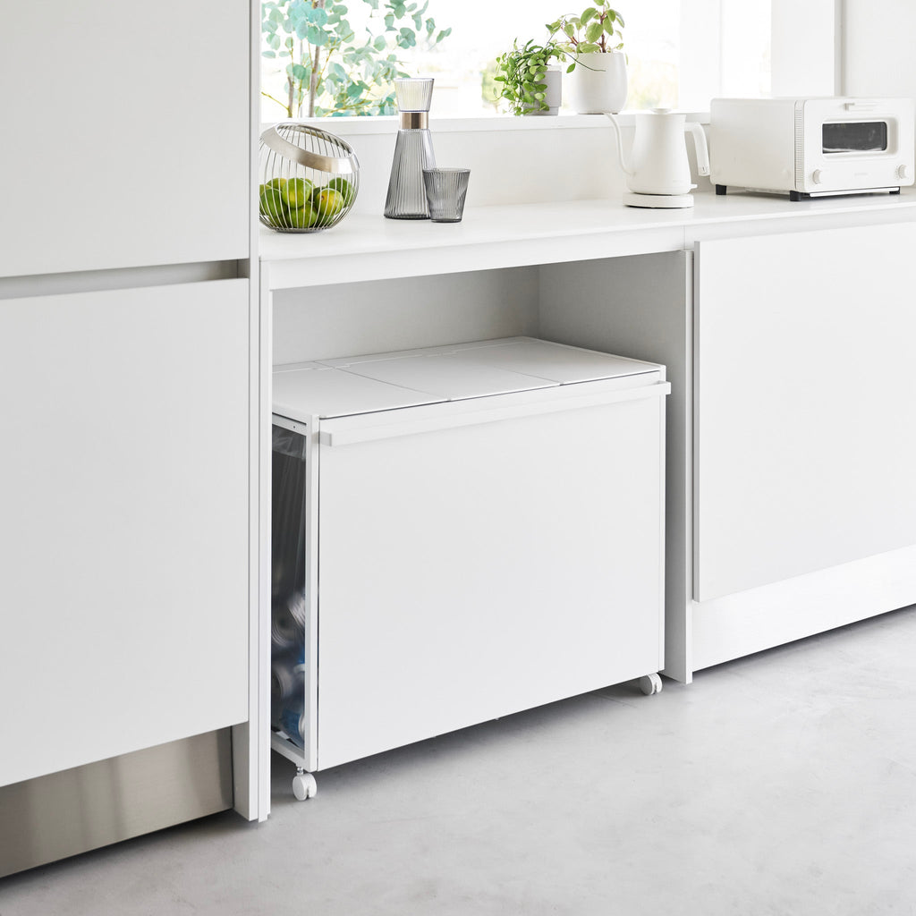 3-Compartment Trash Can with Casters