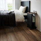 Semi-Closed Wood-Top Side Table with Casters